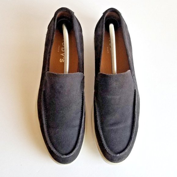 RUDY'S Paris Mommy Navy Nubuck Calfskin Leather Moccasins Sz 43 10 Blue Loafers - Picture 3 of 12